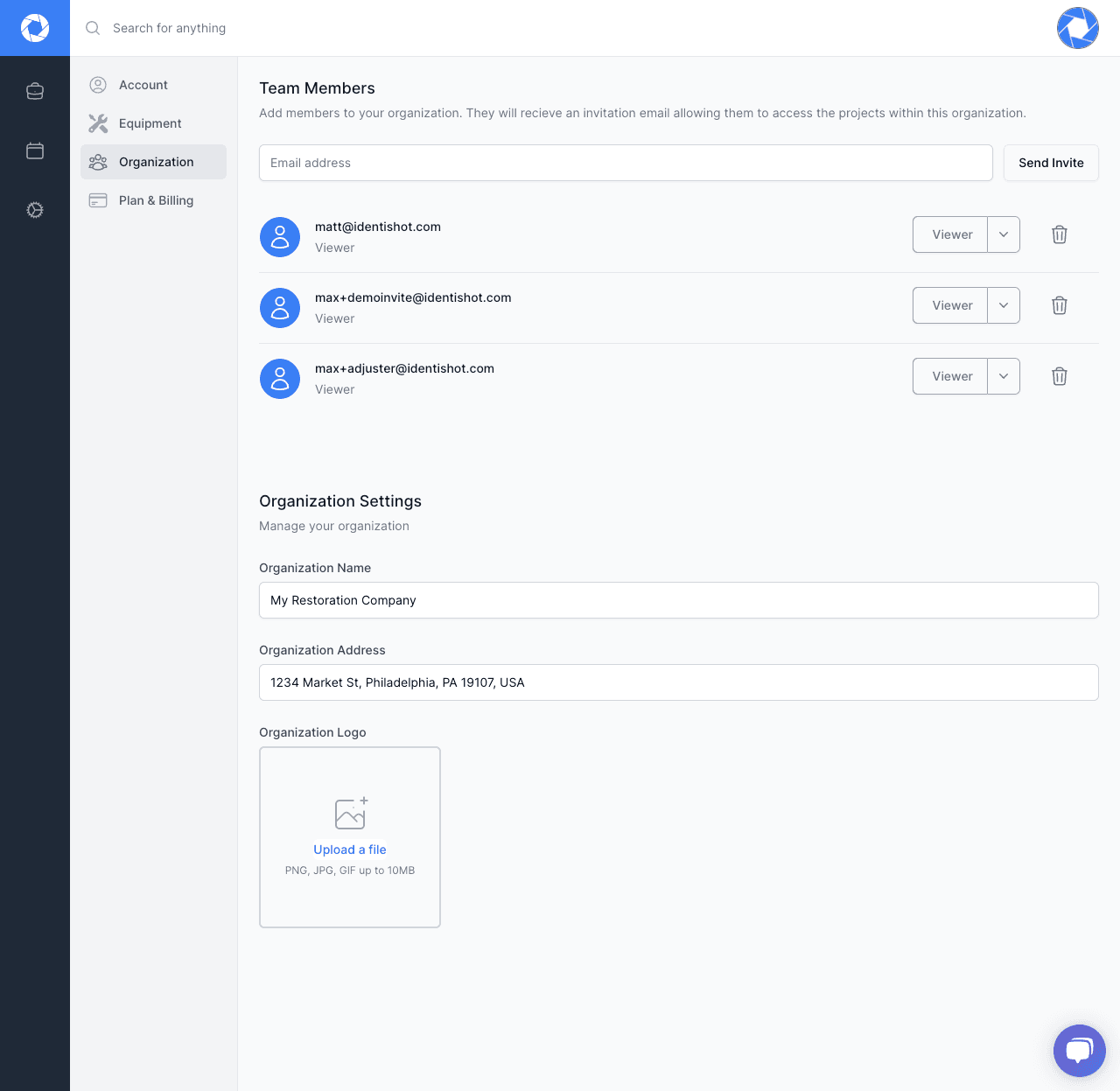 Organization Settings